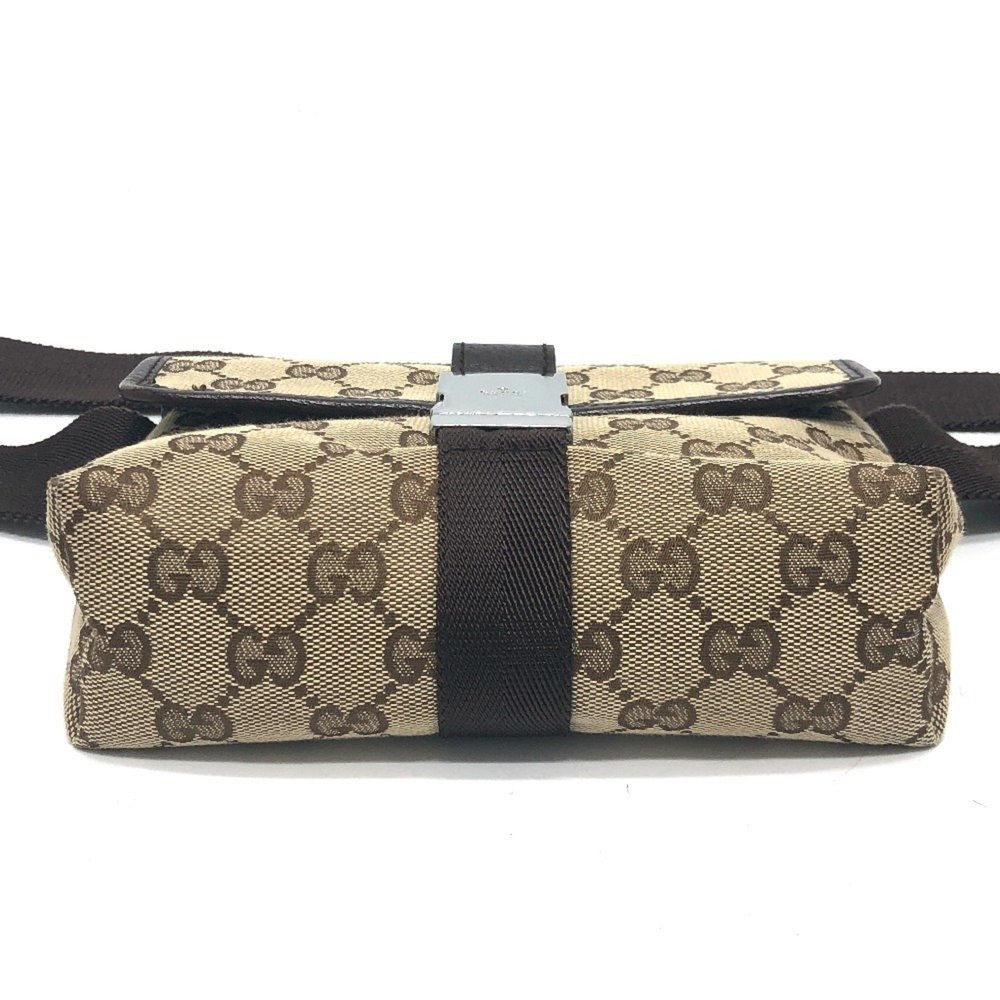 GUCCI 131236 GG Body Bag, Waist Pouch, Belt Canvas, Unisex, Beige/Brown - Picture 3 of 10